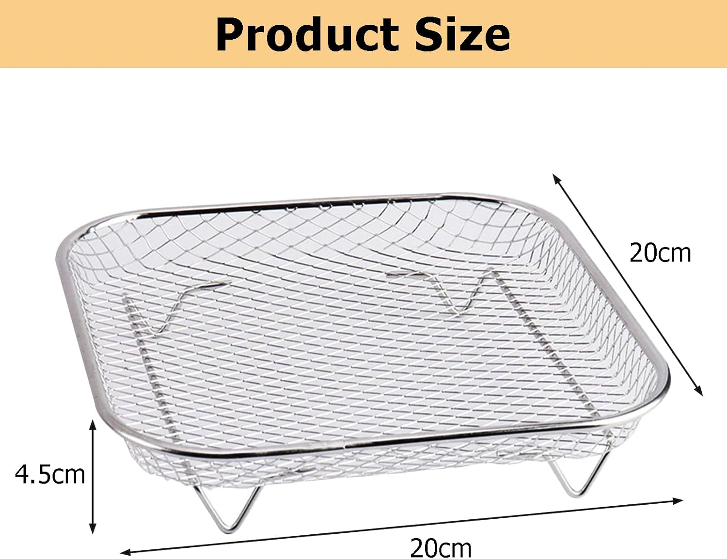 Veldtek 3-Layer Air Fryer Racks Square 304 Stainless Steel Grill Dehydrator Rack Stackable Air Fryer Basket Tray for Oven (Square) - Square image number 4