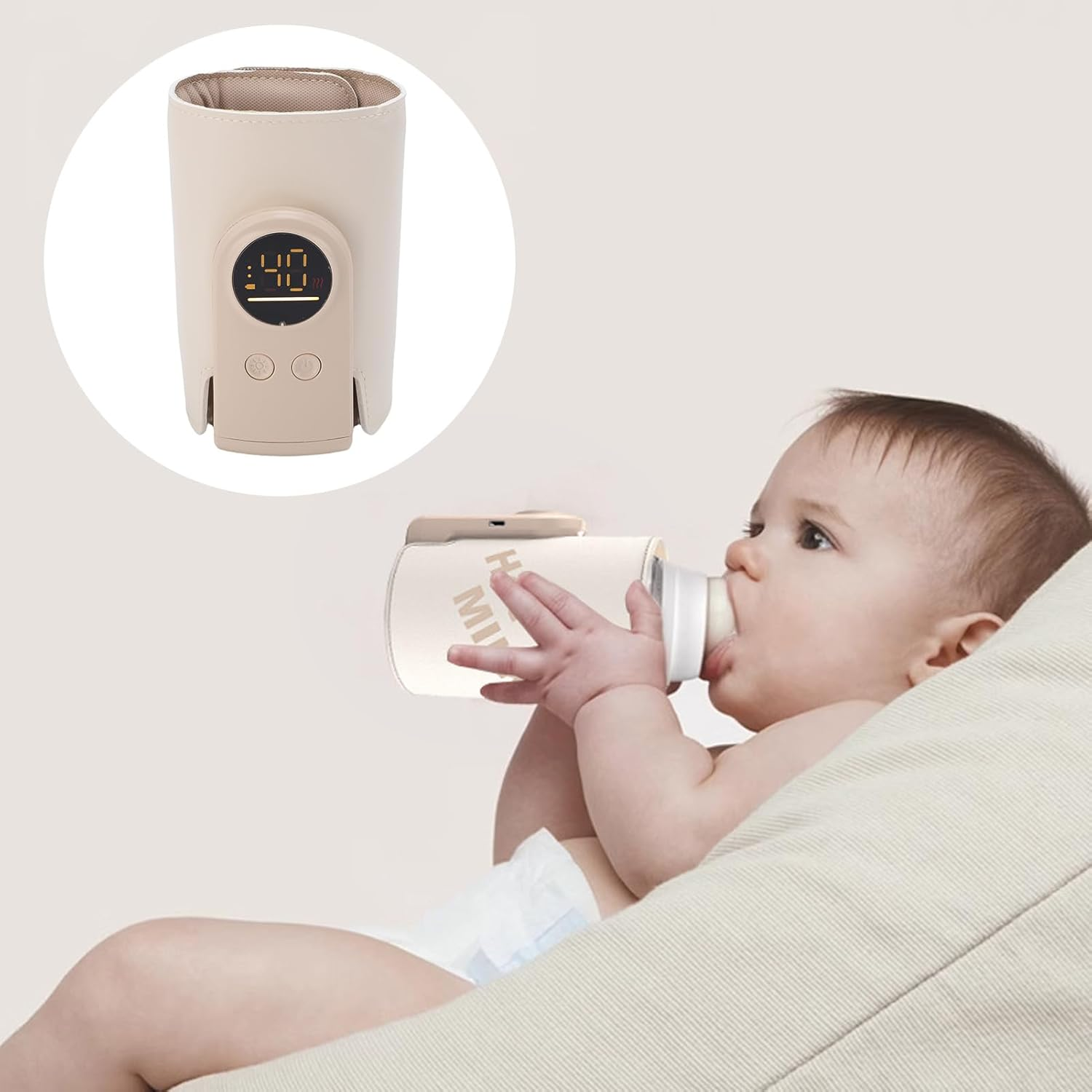 Luocute Portable Bottle Warmer for Travel, Cordless Baby Bottle Warmer Wrap Baby Milk Warmer Bottle Warmer for Breastmilk, 6000Mah image number 1