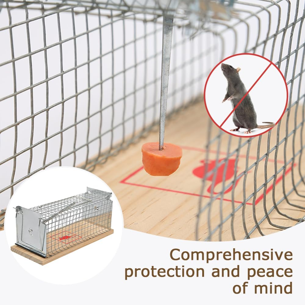 2 Pack Rat Trap Live,Mouse Rodent Trap,Live Mouse Cage,Small Rat Cage,Iron Rat Cage,For Indoor and Outdoor Vole Hamsters, Live Traps and Ready Release image number 4