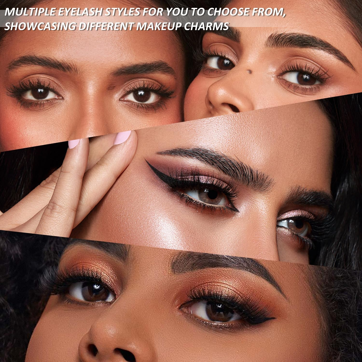 EKIND Explosive Style False Eyelashes - 3D Volume Slant for Stage Makeup,Daily Wear, Perform, Fluffy Extensions Lash Faux Cils Strip (7-Pairs Hybrid Set) image number 2