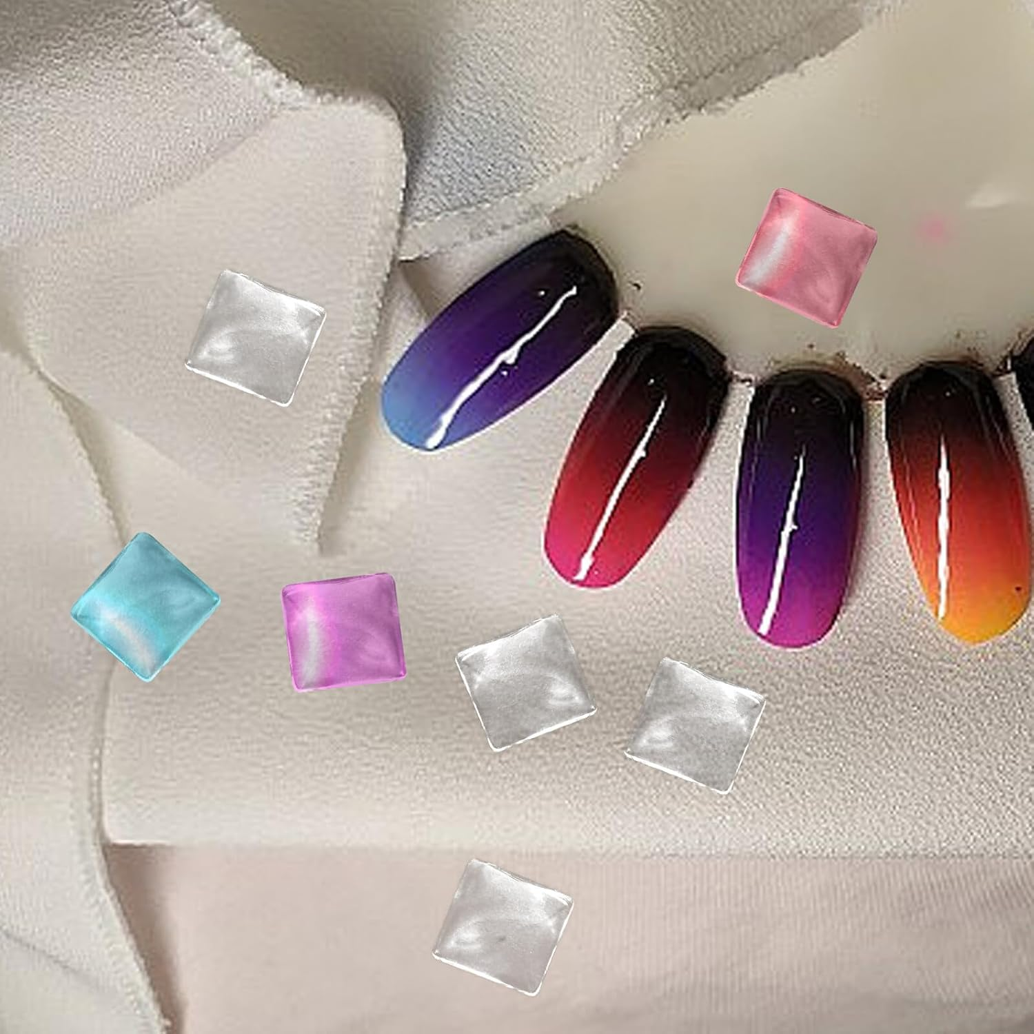 TEHAUX Nail Art Display Rack with 100Pcs Glass Nail Charts Square Manicure Tool for Professional Salon and Diy image number 2