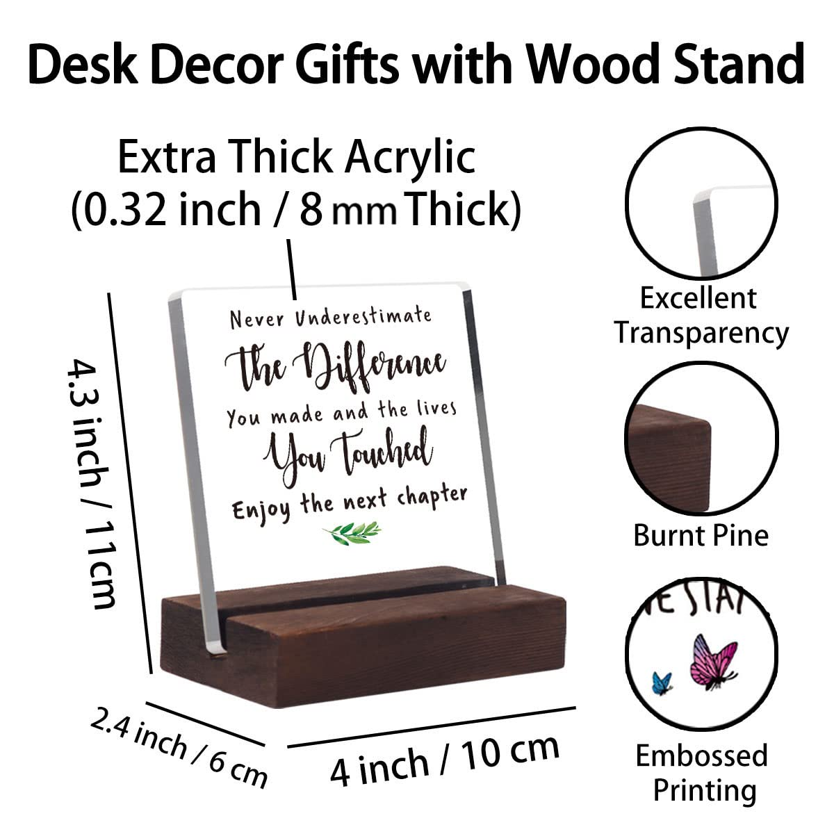 Durable Office Gifts for Women Men Coworker &ndash; Long-Lasting Farewell Retirement and New Job Gifts &ndash; Strong Acrylic Desk Sign for Boss Leader Colleague Friends Principal Teacher Appreciation image number 4