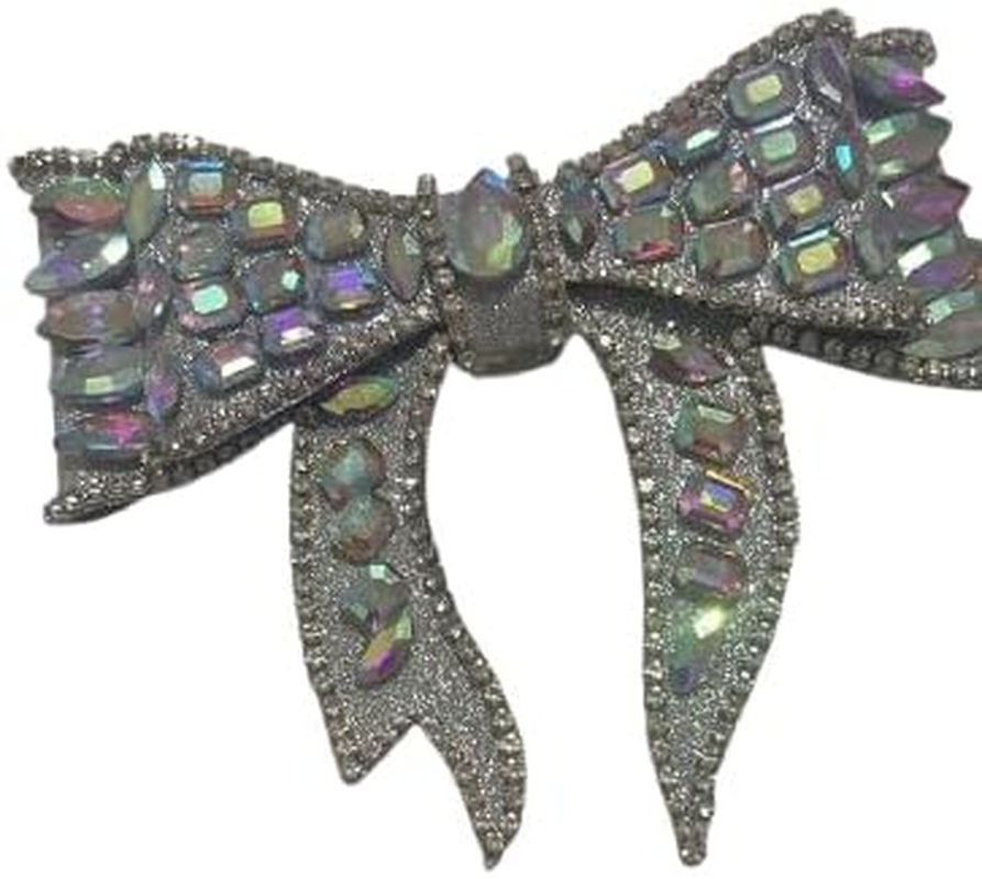 NTY Collections Rhinestone Bow Hair Clips &ndash; Sparkly French Design Barrettes, Crystal Bow-Knot Hair Accessories for Women & Girls, Party, Halloween, and Special Occasion Hairstyles -Pack of 1, Silver image number 2