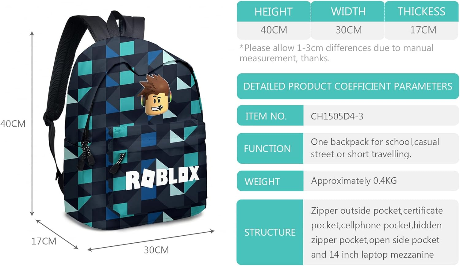 GDFENDU 2Pcs Anime Game Backpack with Keychain,16In Cute 3D Printed High Capacity Schoolbag Boy and Girl Schoolbag. - A image number 4