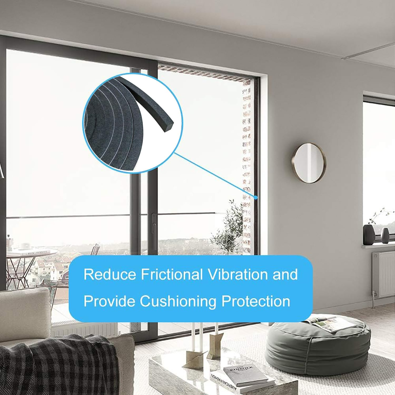 Weather Stripping Door Seal Strip,High Density Foam Tape,1 in X1/8 in X 32.8 FT Self Adhesive Foam Insulation Tape for Doors and Windows,Sliding Door,Soundproofing Door, Air Conditioning Seal Strip image number 1