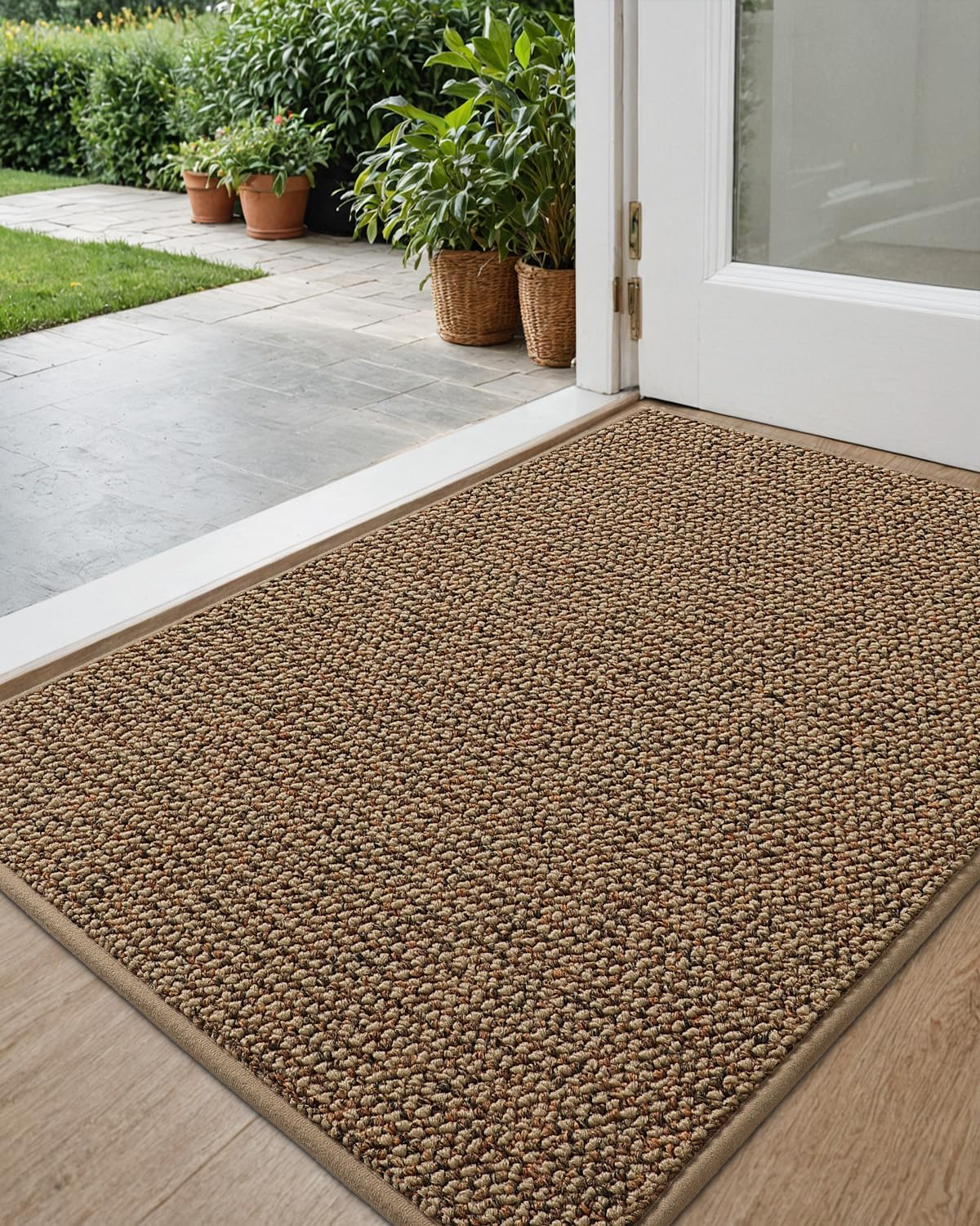 DEXI Front Door Mat Indoor Rugs for Entryway, Trap Dirt Non Slip Low Profile Absorbent Washable Doormat Entry Rug for inside Home Entrance, 80 X 120 Cm, Beige