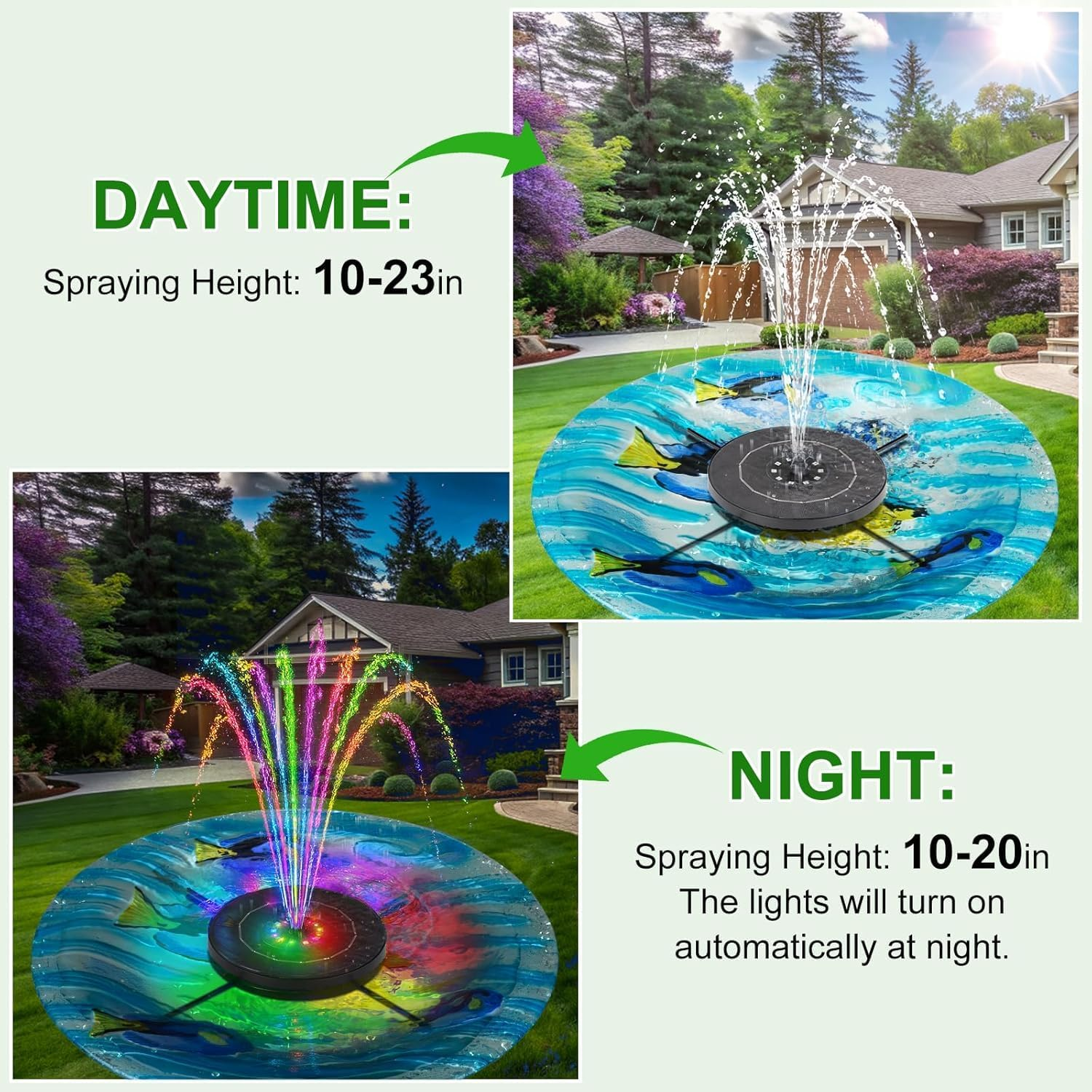 Solar Bird Bath Fountain Pump, 2025 Upgrade 2.5W Solar Fountain with 6 Nozzle, Standing Floating Powered Water Pump for Bird Bath, Garden, Pond, Pool, Outdoor image number 1