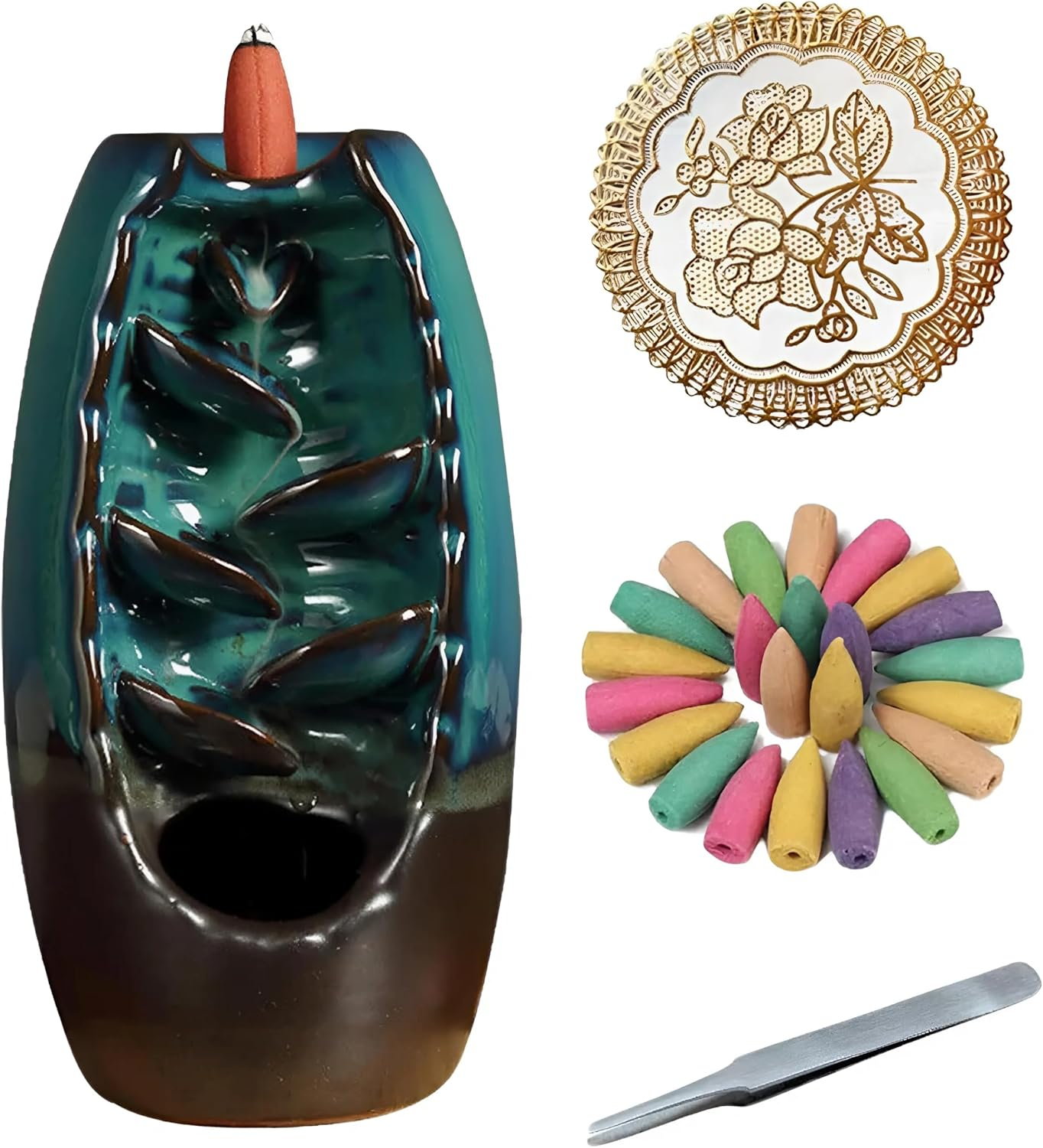 Ezonedeal Mountain River Handicraft Incense Holder Backflow Ceramic Burner Censer Holder for Home Decor Aromatherapy Relaxation Gifts image number 6