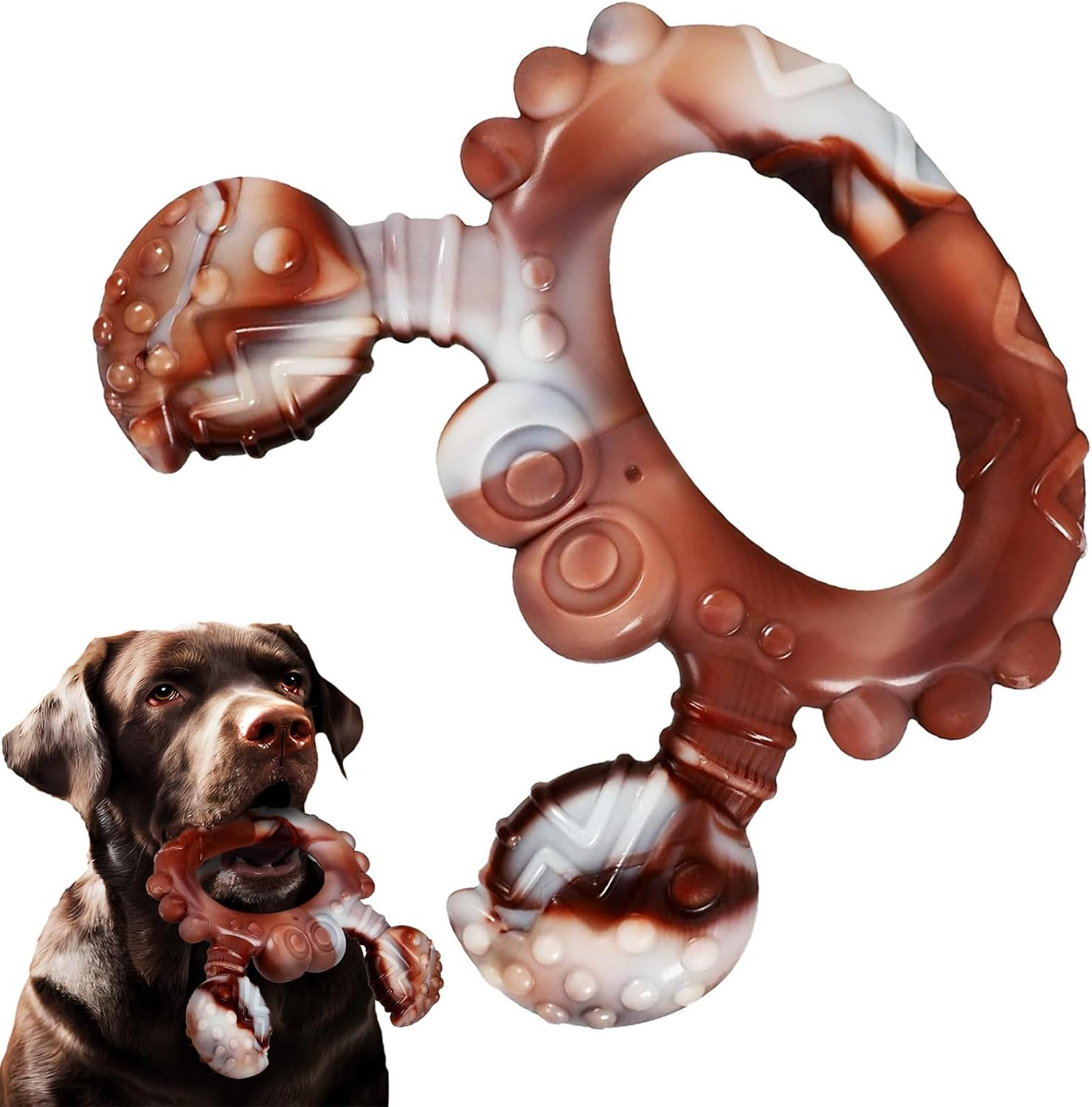 Tough Dog Chew Toy for Aggressive Chewers,Indestructible Interactive Beef Flavor Dog Teething Toy,Durable Nylon Dog Teeth Cleaning Chew Toy for Large Medium Dog image number 3