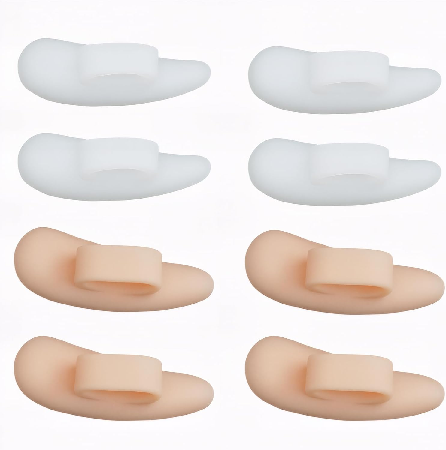 8 Pcs Hammer Toe Cushion & Gel Pads Corrector - Soft Grade Toe Separators for Claw & Mallet Toe Relief, Left & Right Foot Gel Support Crest Cushion, Bunion Pain Relief & Toe Straightener(Beige/White) image number 3