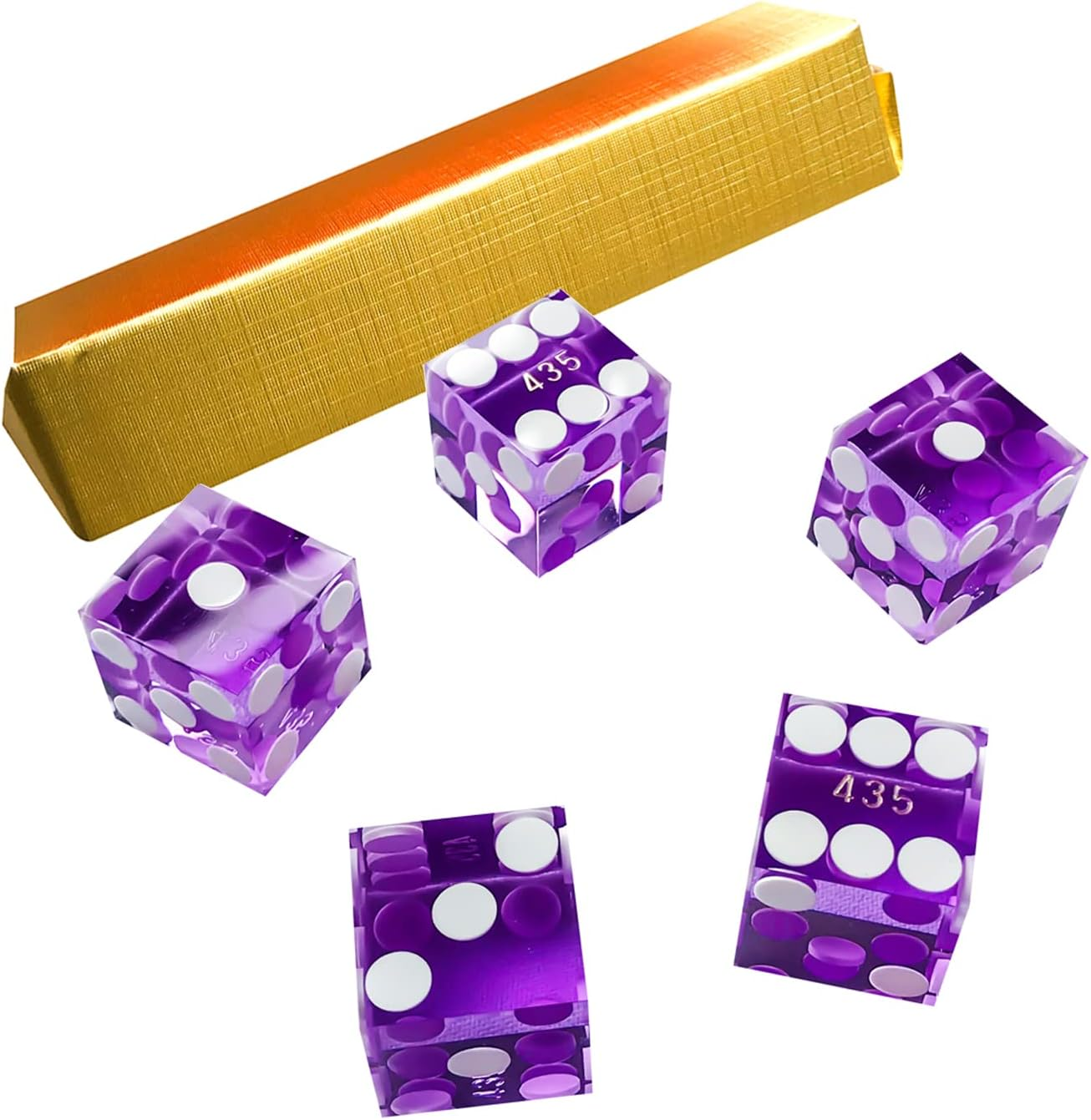 Yuanhe Set of 5 Grade AAA Precision 19Mm Serialized Casino Dice with Razor Edges and Corners