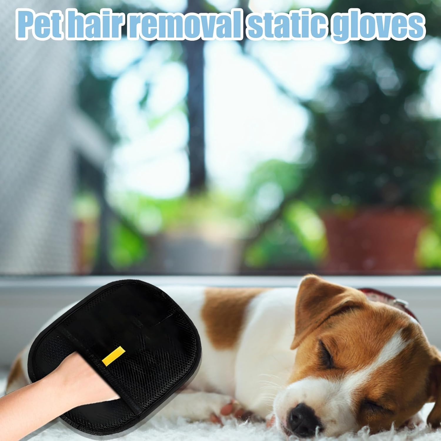 2PCS Pet Hair Remover Glove, Electrostatic Pet Hair Removal Glove for Furniture and Car Seats, 2-In-1 Pet Grooming and Cleaning Gloves, Dog Hair Remover Gloves with Deshedding Brush