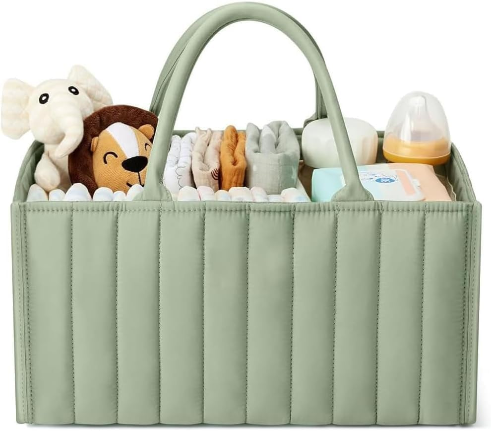 Baby Diaper Caddy Organizer, Nursery Diaper Storage Basket, Newborn Essentials, Baby Shower Gifts and Registry Must-Haves for Boy or Girl, Car Diaper Caddy image number 5