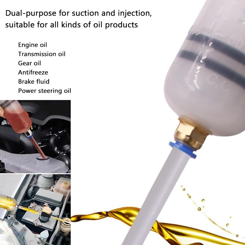 WADY 200Cc Fluid Extractor Pump,Automotive Fluid Extractor Pump,Oil Extractor/Oil Syringe Fluid Transfer Pump with Hose, Manual Fuel Suction & Filler, Fluid Oil Change Evacuator image number 5