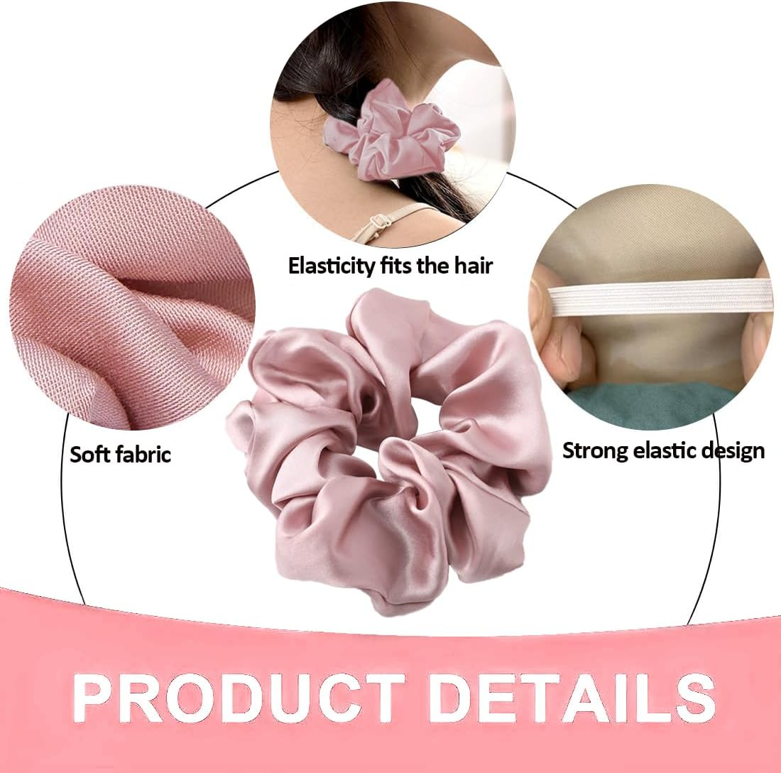 BIRLOZA Pack of 2 Neon Hair Scrunchies, Elastic Bobbles, Large Women'S Hair Bobbles, Ponytail Holder, Women Hair Accessories for Girls Women (Neon Pink) image number 2