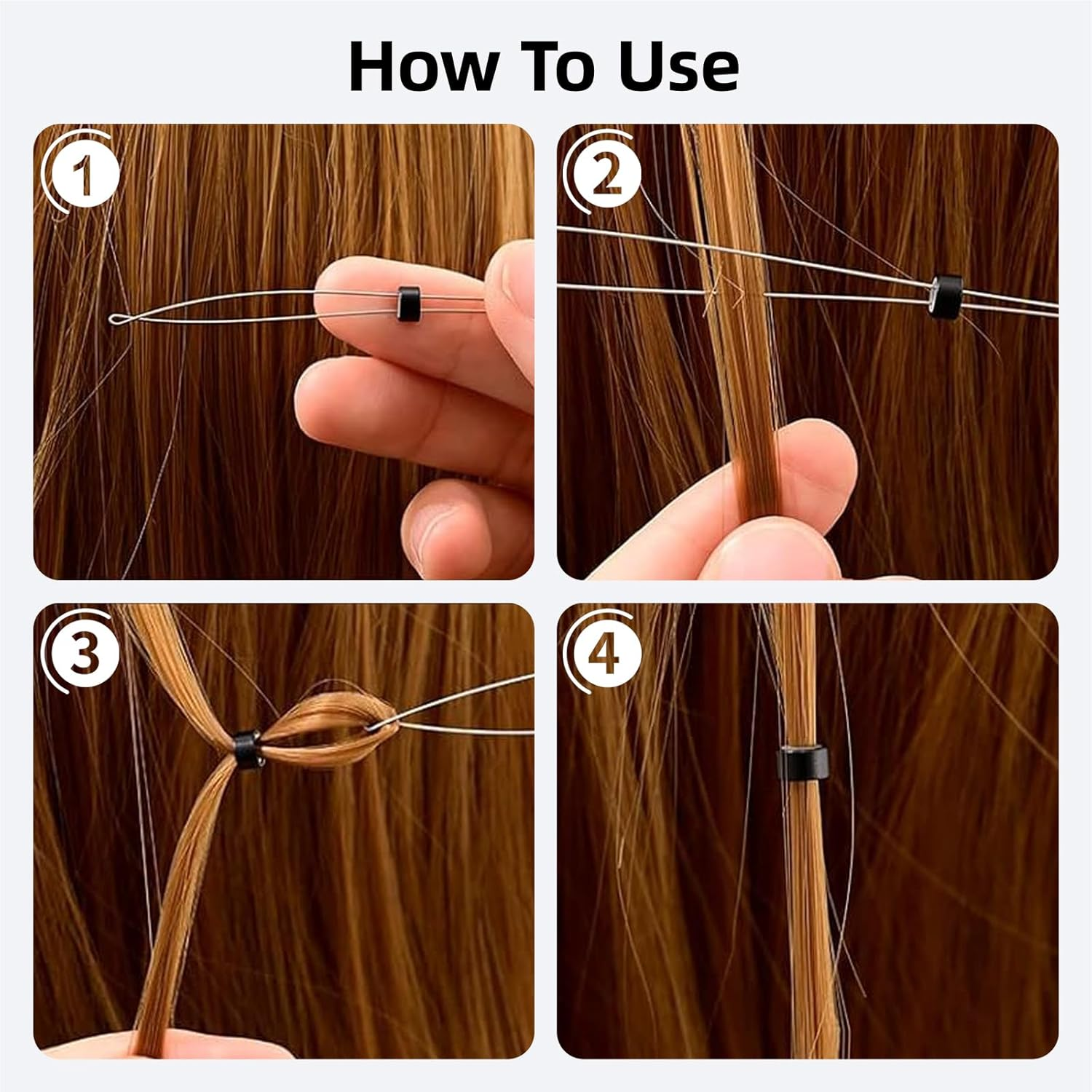 Hzqzaoan Hair Extension Pliers for Removal &ndash; Professional Hair Extensions Kit Tools with Loop Threader for Micro Rings & Nano Beads | 3-Hole Hair Extension Pliers, Hair Tools for Stylists