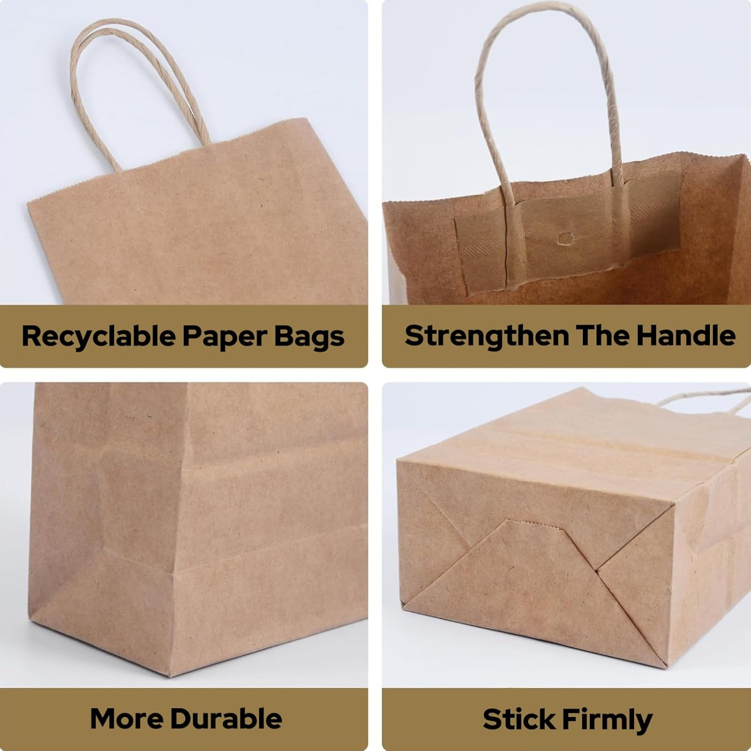 30 Pcs Kraft Paper Bags with Handles, 5.9X3.1X8.3 in Brown Gift Bags, for Business, Retail, Shopping, Party Favor image number 3