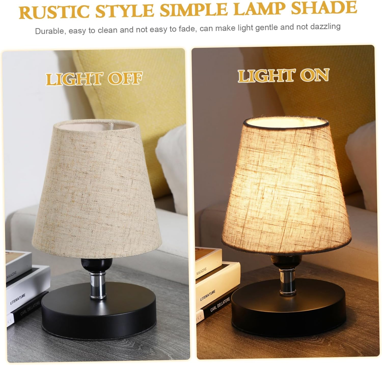 Gadpiparty 2Pcs Cloth Lamp Shades Modern Lampshade Linen Burlap Lamp Shades Fabric Lampshade for Table Lamps Linen Bedroom Bedside, Small Shade, 5.5X5.5X5.1Inch image number 6