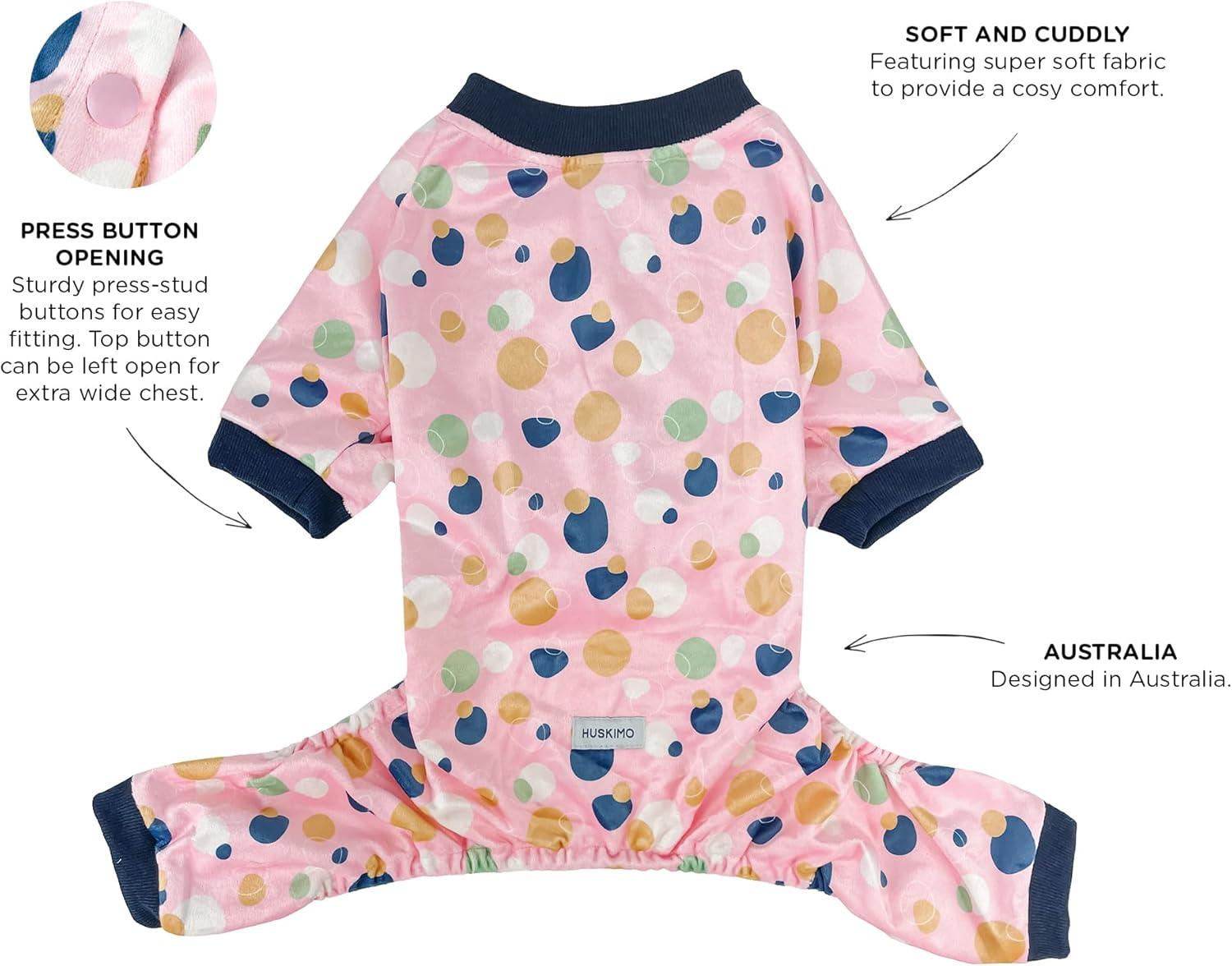 Huskimo Dog Spots Pyjamas, Pink, 33Cm image number 3