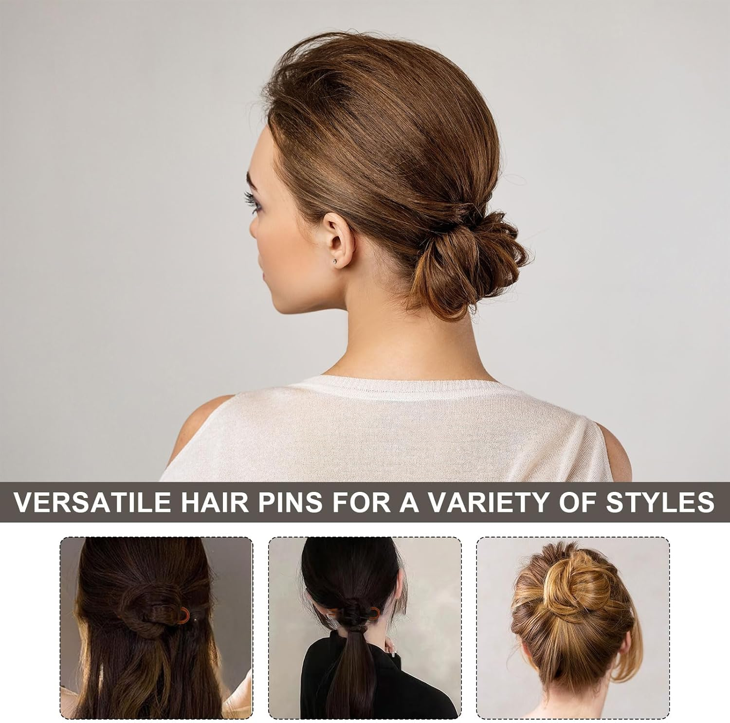 UILYNIU Pack of 30 Women'S Style Handle Hair Pins, U-Shaped Hair Fork, Wave Chignon Hair Pins, Durable Pins, Plastic Hair Pins, Hairstyle Accessories for Fine, Thick, Long Hair (Black, Brown) image number 1