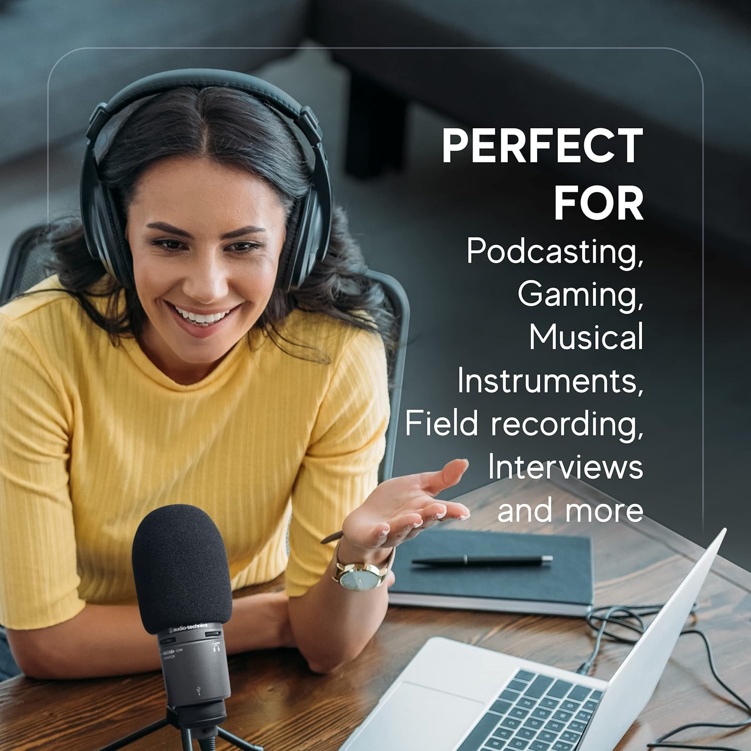 AT2020 Pop Filter by Vocalbeat - Audio Technica AT2035 Condenser Mic Foam Windscreen from Quality Sponge Material - Mic AT2020 USB Pop Windscreen Filters Recording and Background Noises - Black Color image number 2