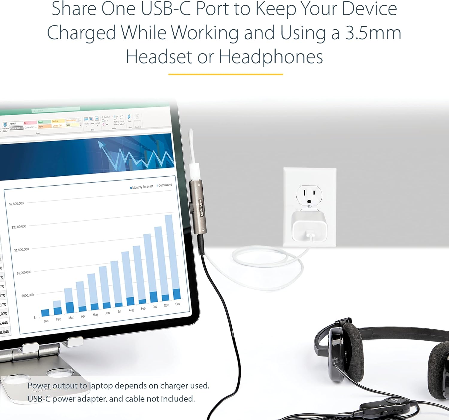Startech USB-C Mobile Audio & Charge Adapter with 3.5 Mm Audio Jack, Silver image number 6