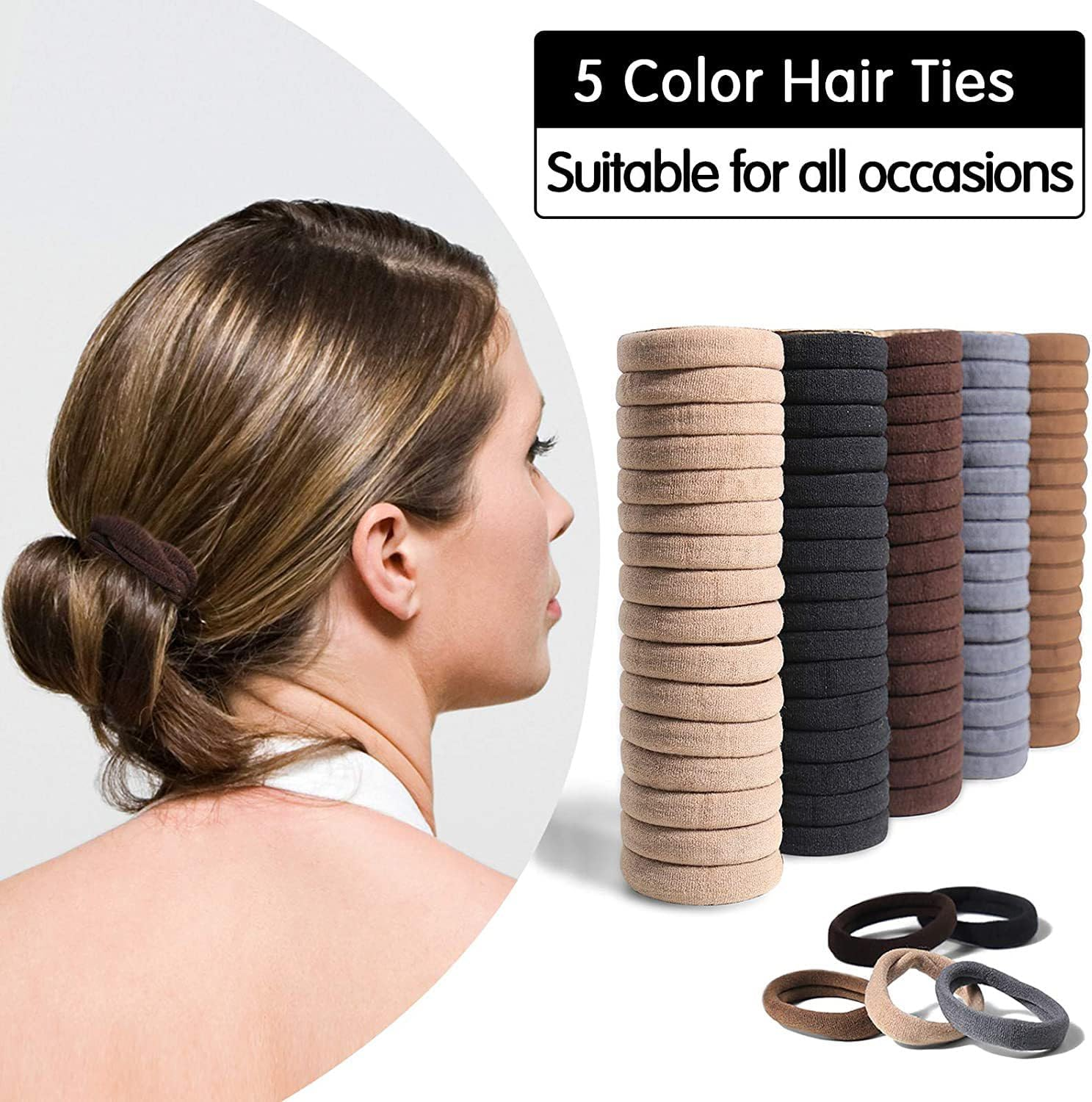 120 Pcs Hair Ties for Women and Men, Hair Ties, Hair Elastics for Women, Hair Bands (Coffee Color) image number 1