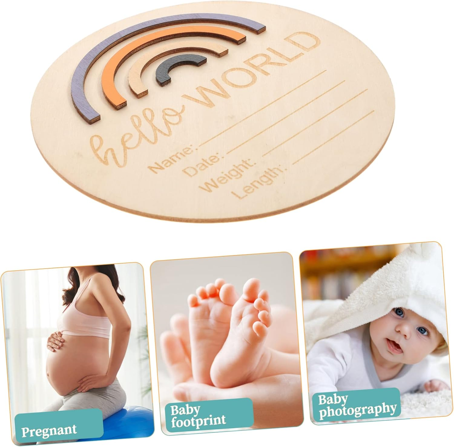 GALPADA Milestone Wooden Sign Newborn Months Announcement Card Durable Photo Prop for Milestones Creative Birth Announcement for Boys image number 6