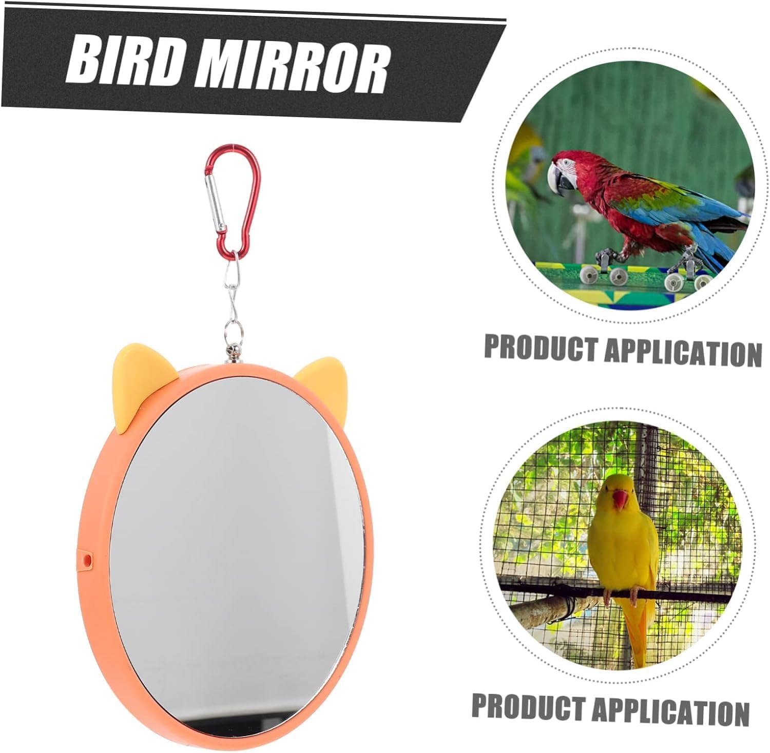 Bird Hanging Parrot Mirror for Cage, 1Pc Parrot Mirror Hanging Mirror,Small Bird Mirror Hanging Bird Cage Mirror,Hanging Bird Cage Parrot Mirror,Hanging Bird Cage Interactive Parrot Mirror Bird Mirror image number 1
