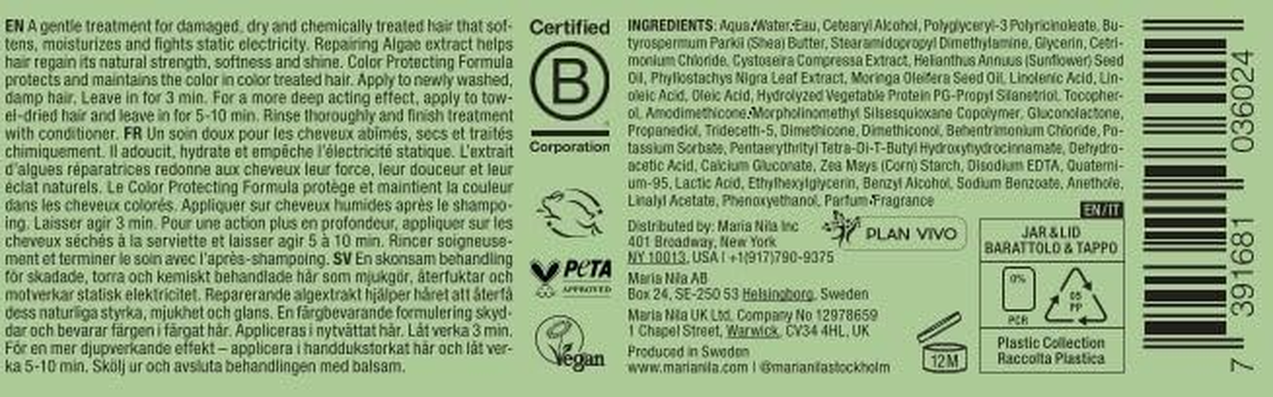 Maria Nila Structure Repair Masque 250 Ml - Gentle Hair Wrap for Dry, Damaged and Chemically Treated Hair That Softens and Moisturizes. 100% Vegan. Sulfate-Free and Paraben-Free. image number 5