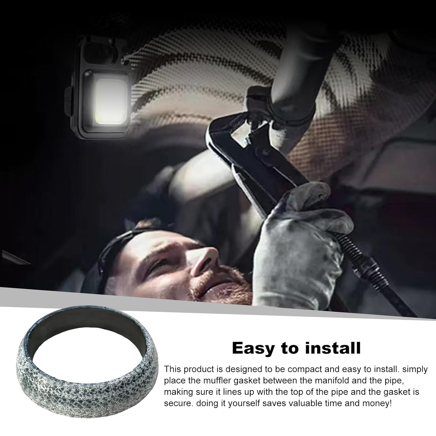 ID 60Mm Car Exhaust Gasket, Graphite Construction Exhaust Donut Gaskets Seal Muffler Ring, Leakproof Exhausts Pipe Manifold Gasket Muffler Gaskets Replacement for RV SUV Truck image number 4