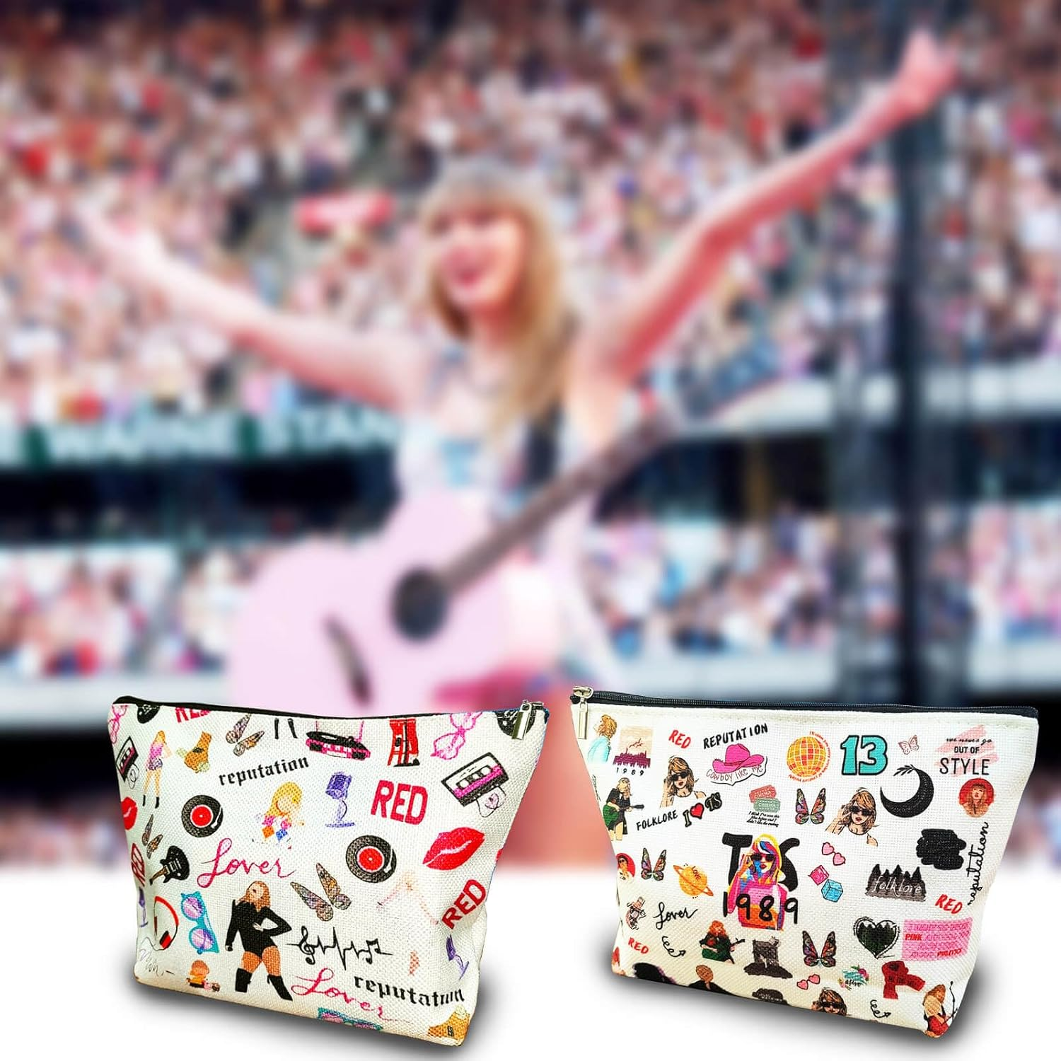 T-A-Y-L-O-R Swift Tour Gift, 2 Music Lover Makeup Bags, 2 Layers, Durable & Waterproof, T-A-Y-L-O-R Swift Version Gift Album Name Cosmetic Bag/Pencil Case Taylor Swift Merch for Fans-0102