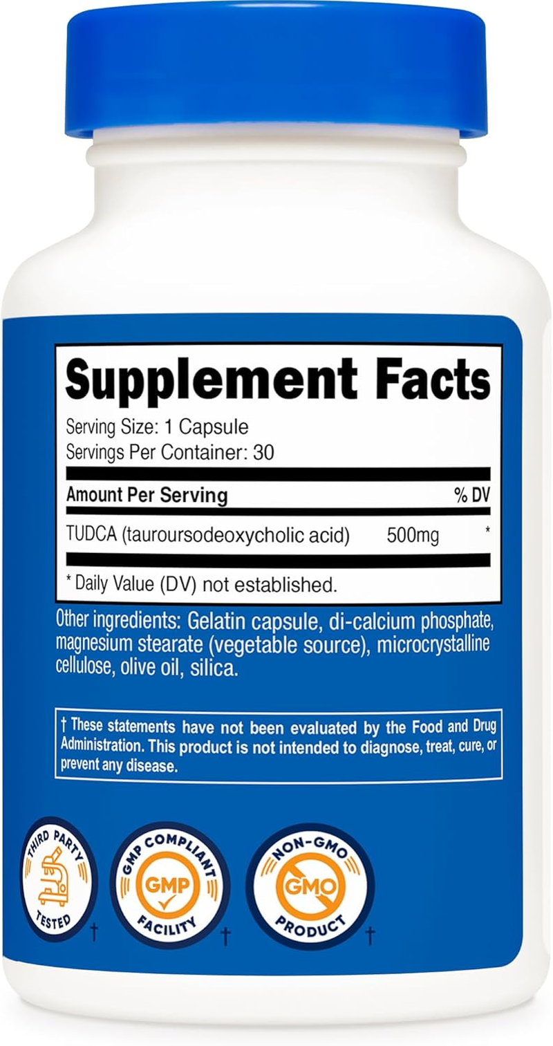 Nutricost Tudca 500Mg, 30 Capsules (Tauroursodeoxycholic Acid) - Premium Quality, Gluten Free