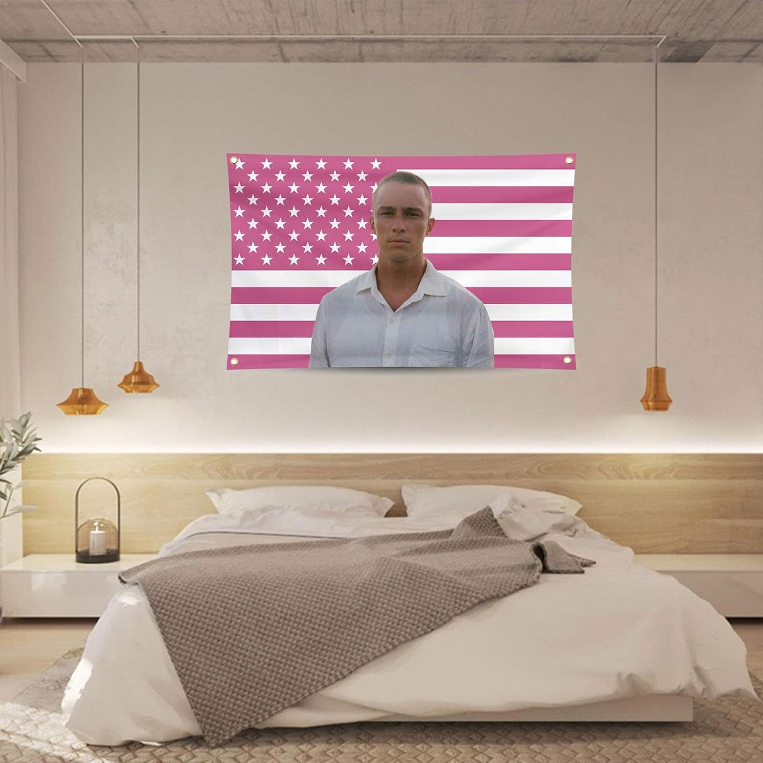 Drew Starkey Americans Flag Pink, Rafe Cameron Tapestry Celebrity Flags, Wall Hanging Flag with Brass Grommets for Man Room Decor image number 2