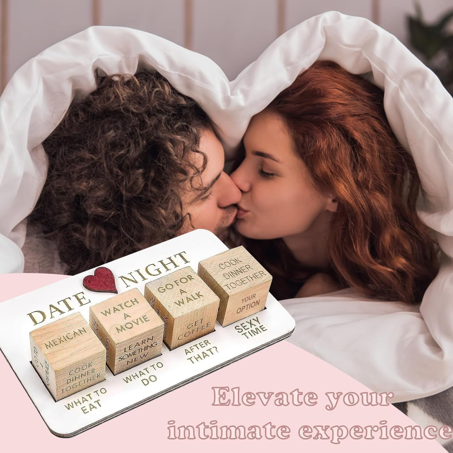 Date Night Dice for Couples, Fun Night Dating Decision Dice,Wooden Couple Dating Fun Dice, Love Dice, Food Decision Dice, Date Ideas for Couples,Gifts for Boyfriend-Girlfriend image number 3