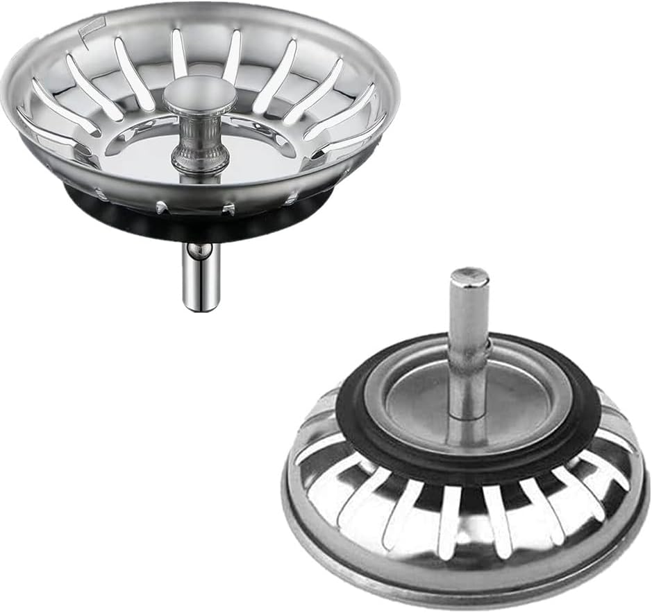 2 Pcs Kitchen Sink Strainer,Sink Drain Stopper,Stainless Steel Kitchen Sink Stopper, Clog-Free, Bathroom and Washroom Hair Catcher Sink Plug