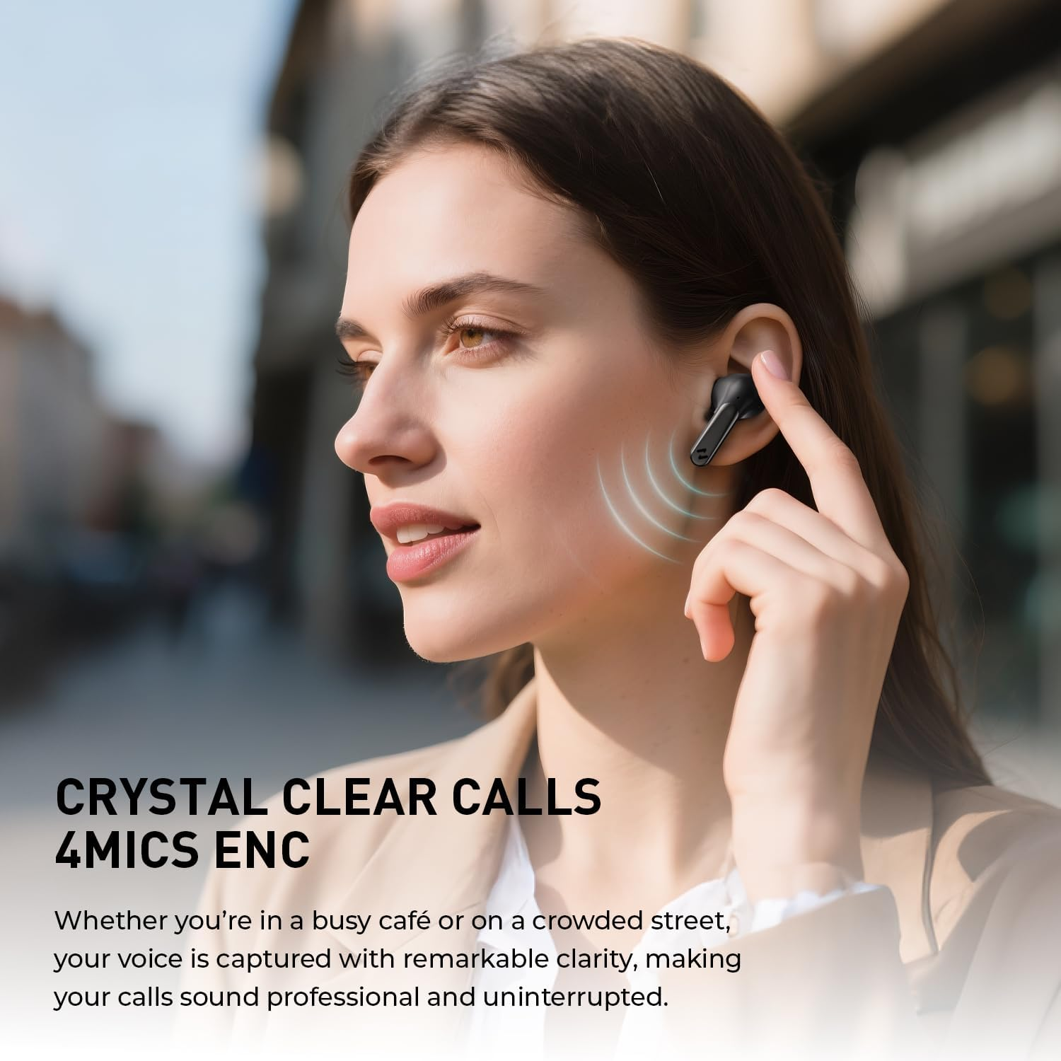 Havit Active Noise Cancelling Wireless Earbuds, Bluetooth 5.4 in Ear Headphones, 3D Bass Stereo Wireless Earphones with 4 ENC Noise Cancelling Mic, 40H Bluetooth Earbuds with LED Display image number 5