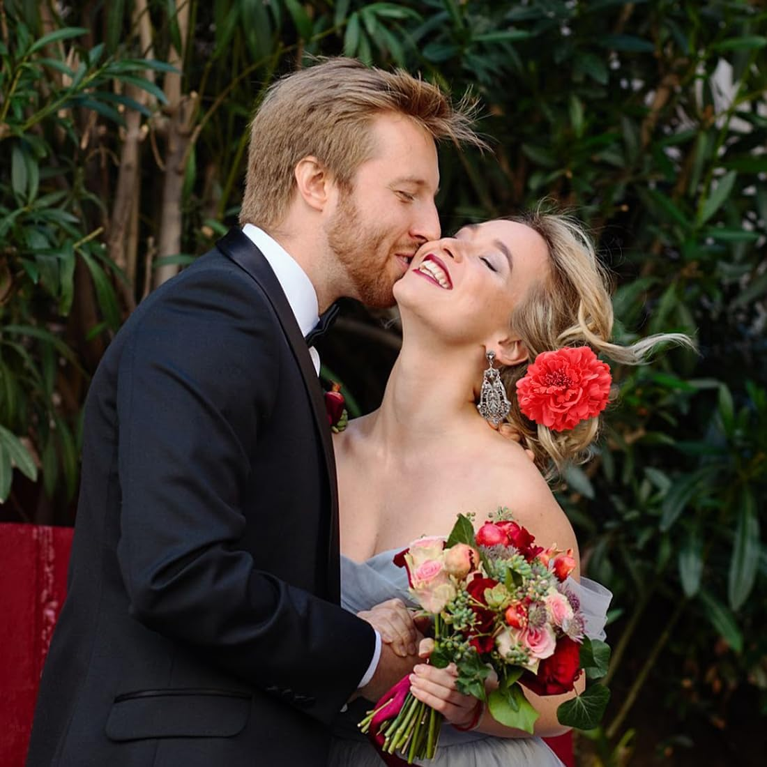 JYNVO 2 Pieces Flower Brooches Flower Hair Pins Hairpins Headpiece Hairpin Accessories for Flamenco Dancer Bride Women Girls Seville Party Wedding image number 3