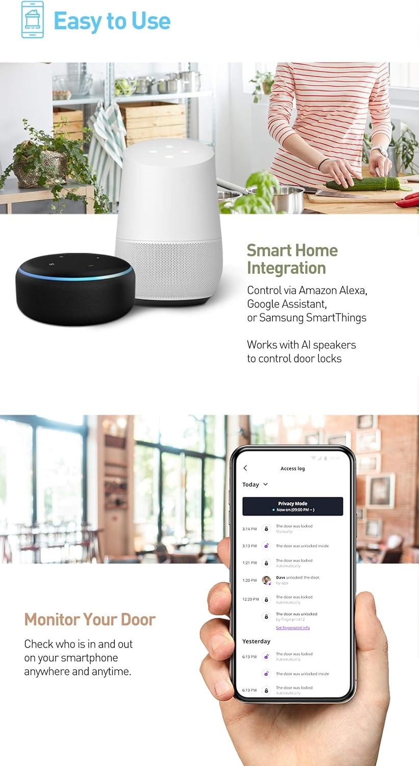 Samsung SHP-A30FCDS Smart Wi-Fi Biometric Deadbolt Door Lock Satin Nickel image number 3