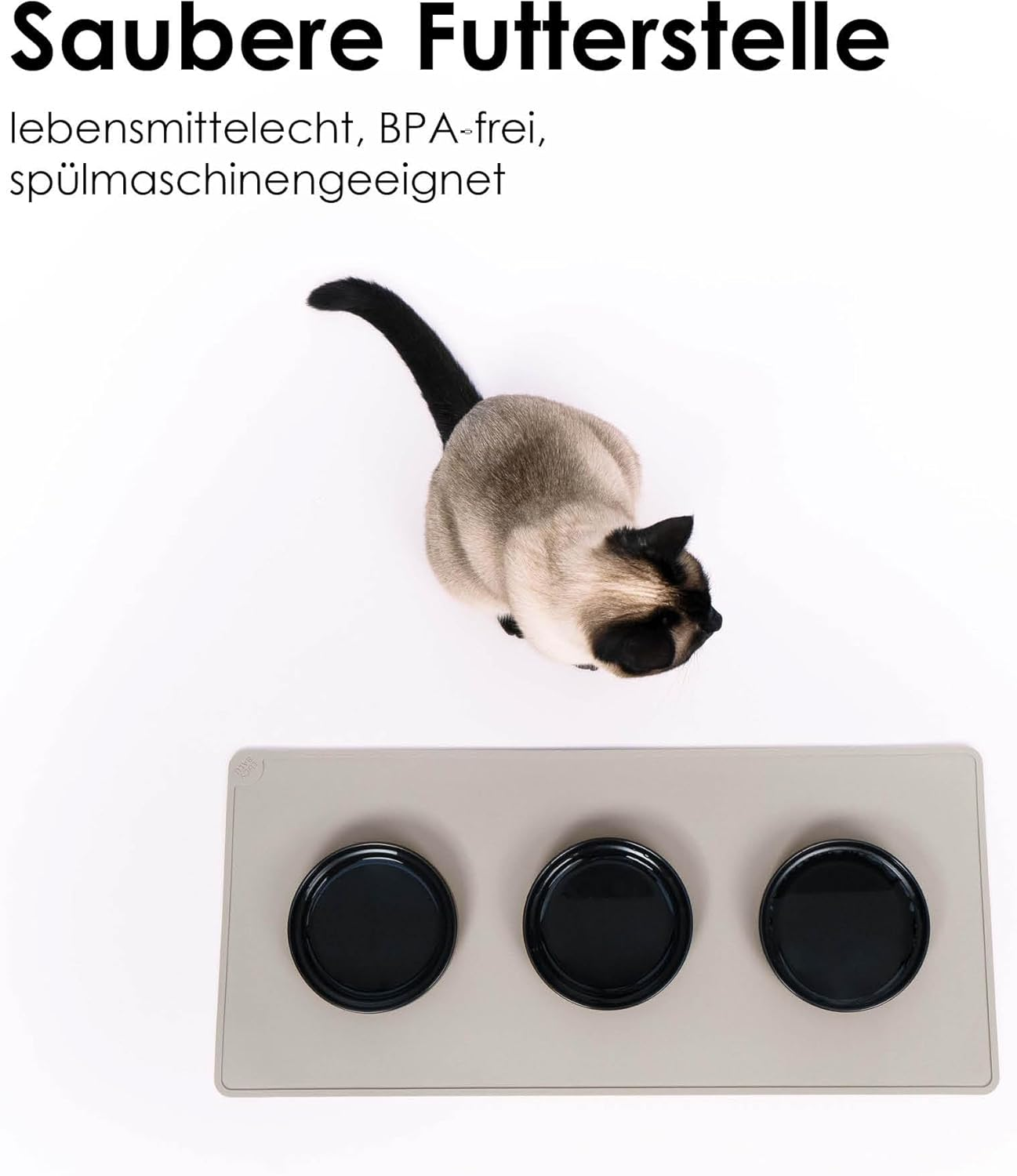 Lucybalu&reg; Bowl Mat for Cats, Cat Mat for Water & Food Bowl, Silicone Mat as Non-Slip Mat for Cat Bowl, Feeding Mat, Cat Feeding Mat, Rectangular, XL Taupe image number 6