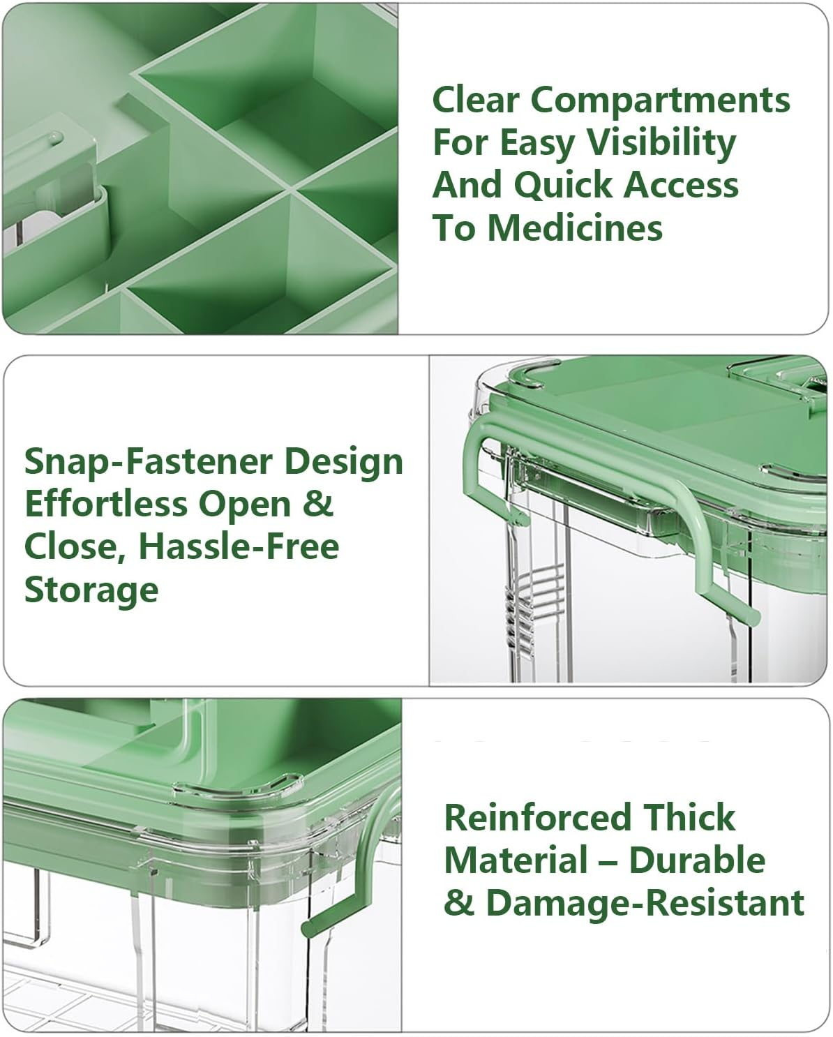 2-Pack Clear Medicine Organizer Box with Trays &ndash; Thickened Plastic First Aid Storage Container, Multi-Layer Medicine Case with Handles,Portable Medical Organizer for Home,Travel & Office image number 3