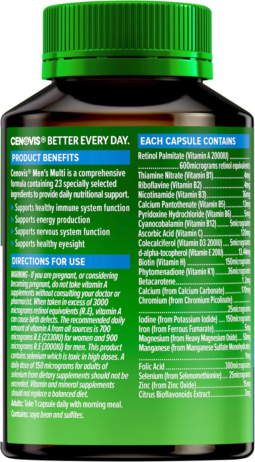 Cenovis Men'S Multi Capsules 50 - Daily Multivitamin for Men- Supports Energy Production, and Healthy Immune System Function image number 4
