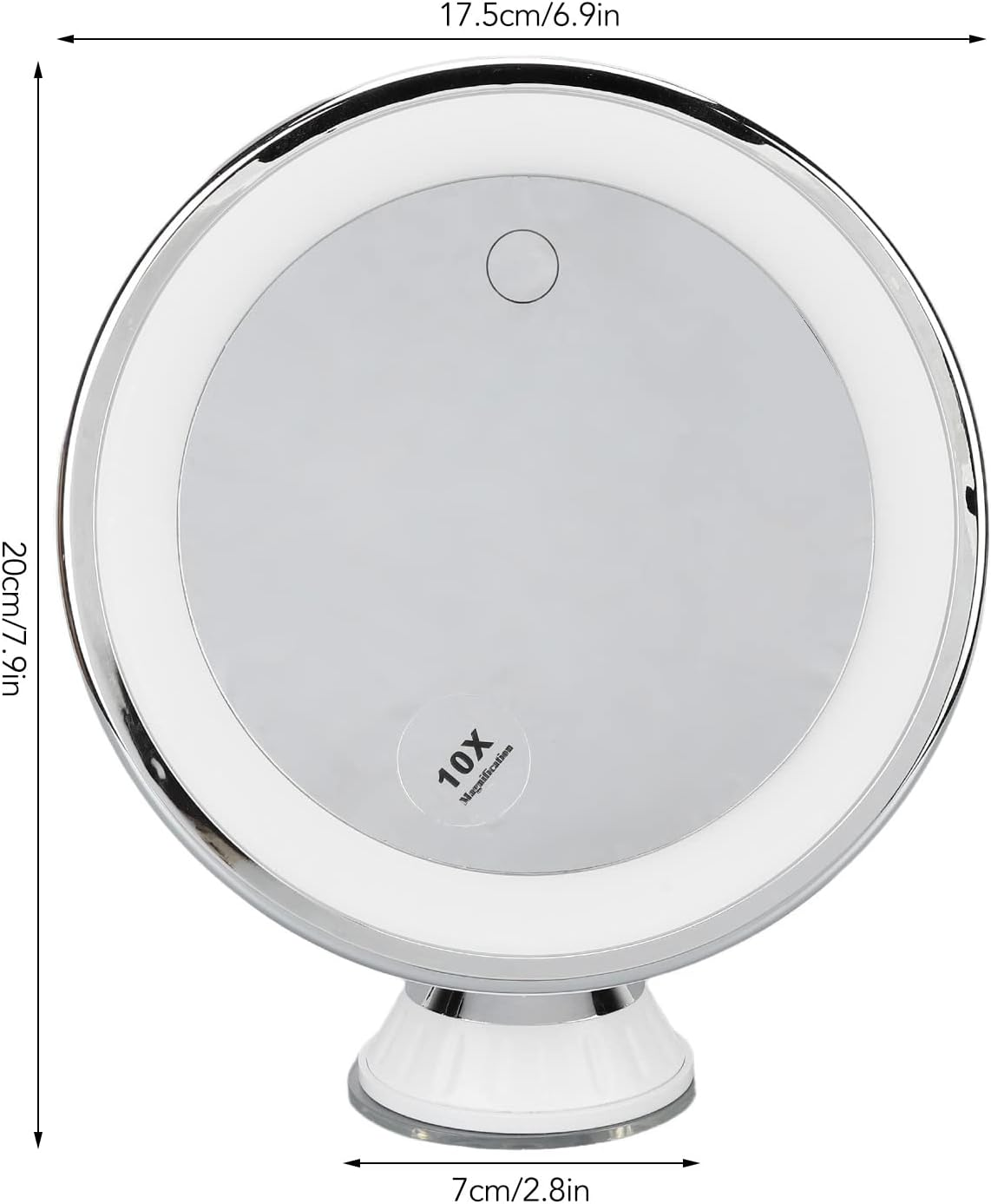 Lighted Makeup Mirror, Suction Cup Makeup Mirror 10X with 3 Light Colors Battery Powered Makeup Mirror 10X Magnify with Suction Cups for Makeup image number 5