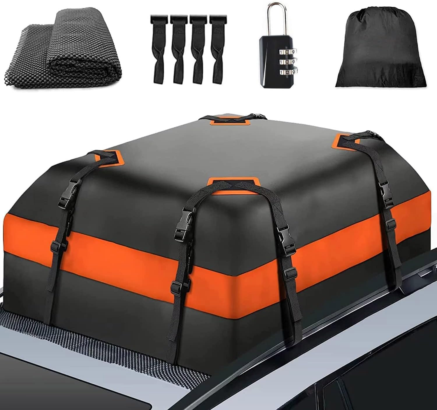 Active Rooftop Cargo Carrier Bag-100% Waterproof 15/20 Cubic Ft.Heavy Duty Car & SUV, Car Roof Bag Storage, Road Trips, Camping (15 Cubic Feet) image number 3