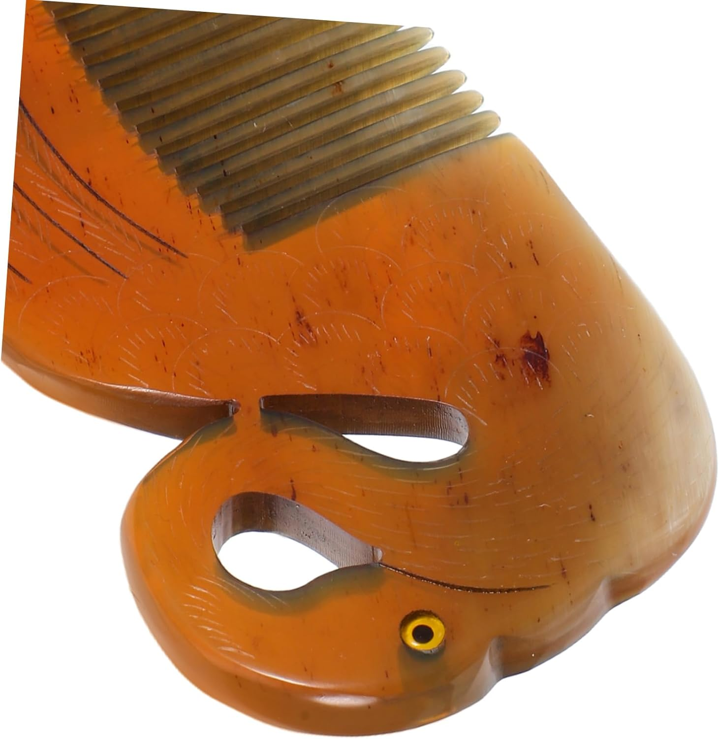 BELLIFFY Delicate Static Ox Horn Hair Comb Double Sided Engraving Swan Shape Portable Hair Smoothing Detangling Tool for Women Home Travel image number 2