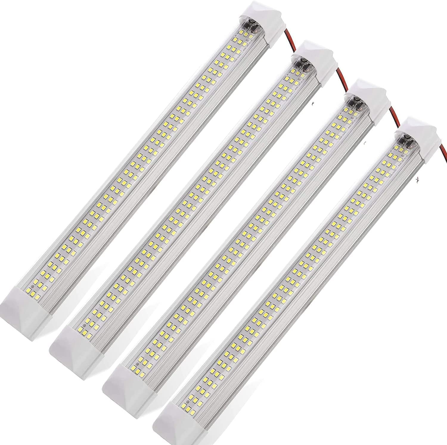 12 Volt LED Lights Bar - Daylight 6000K 13.4 Inch 108 LED 5W 500 Lumens, LED Car Interior Light Strip with Switch for RV Van Boat Trailer Camper, Pack of 4 image number 2