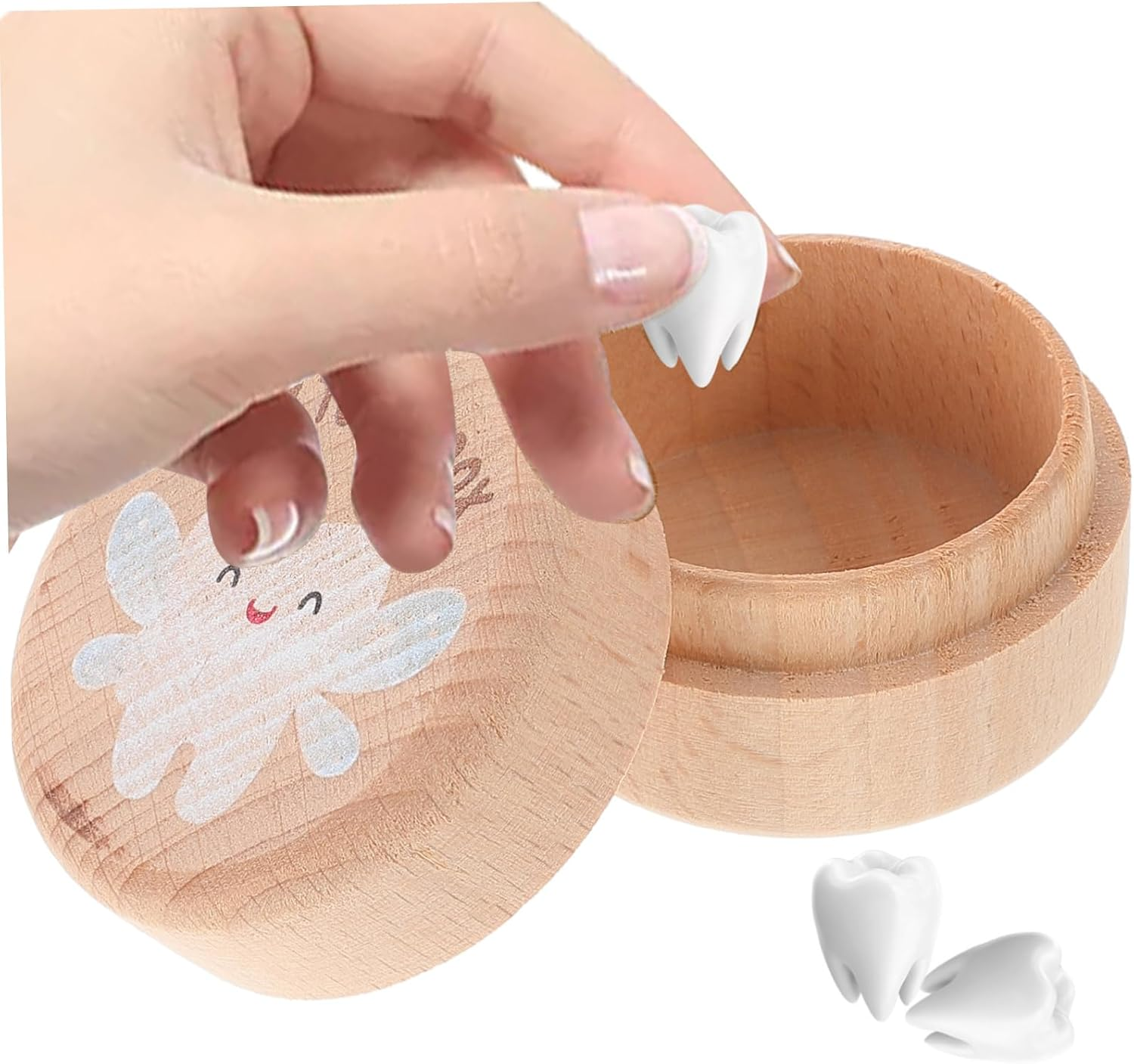Outanaya Wooden Tooth Keepsake Box Baby Tooth Holder Box for Boys Girls Storage Souvenir 2Pcs Set Natural Wood Baby Keepsake under Pillow image number 1