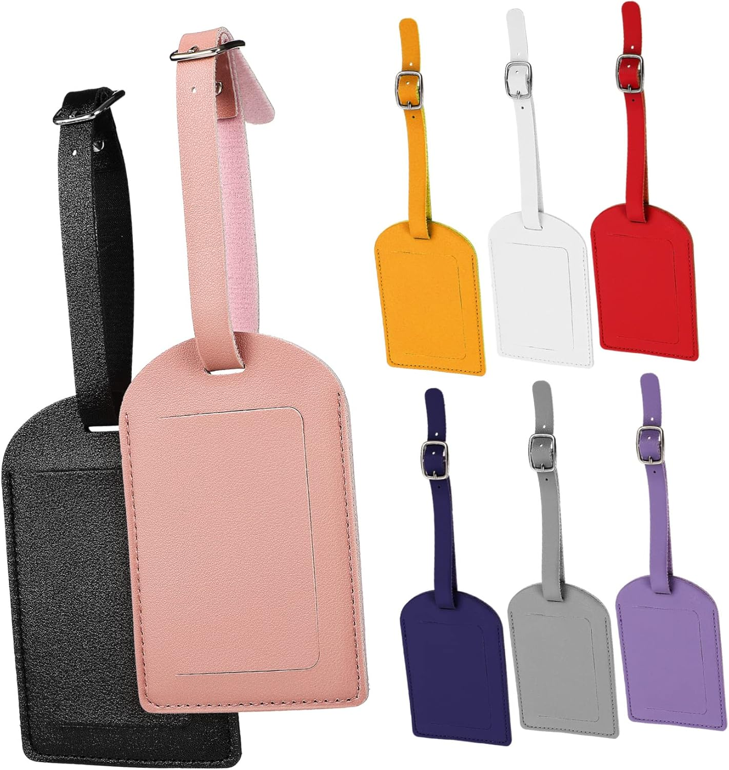 VANZACK 8Pcs Thickened Leather Luggage Tag Flipping Lid Travel Accessories for Suitcase Luggage Tags for Travel image number 4