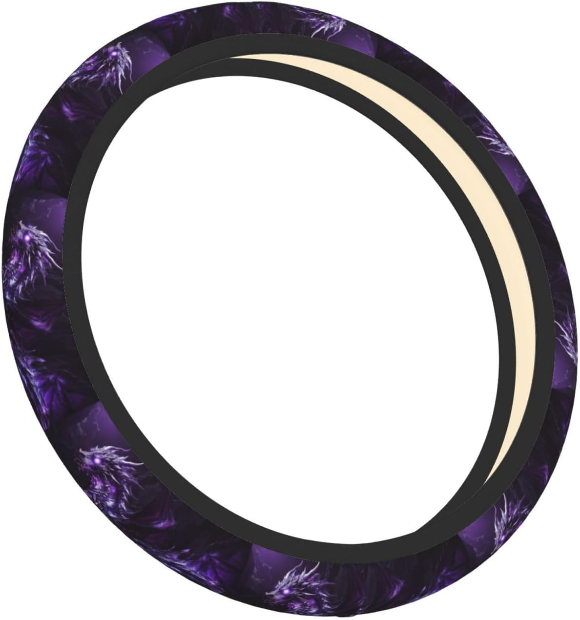 Dragon with Purple Color Steering Wheel Covers,Anti Slip Sweat Absorption Elasticity Car Accessories Steering Wheel Protector Universal 15 Inch for SUV Sedan Vans Trucks - 26 image number 4