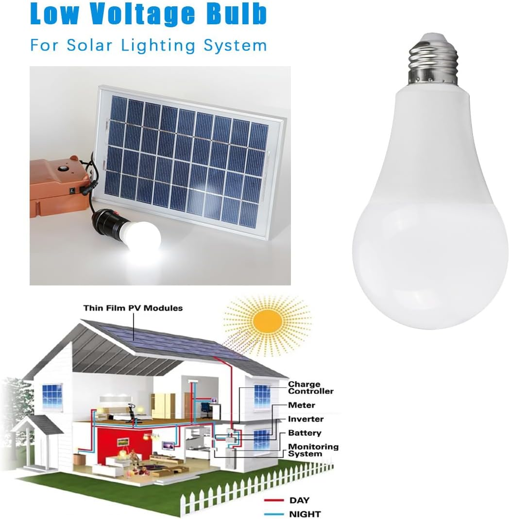 12V Low Voltage LED Light Bulb 9W 900Lm AC/DC12-85 Volt E27 Base 40-60 Watt Equivalent, Landscape Bulbs, 12V 24V Battery Power System off Grid Solar Camping Lighting, 2 Pack (Warm White)